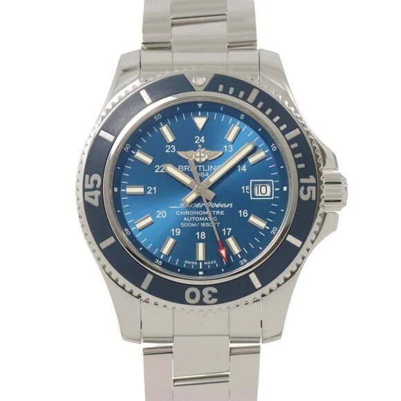 BREITLING Superocean II A17365 Automatic Date Blue Dial Mens Watch 90268026 - Picture 1 of 7